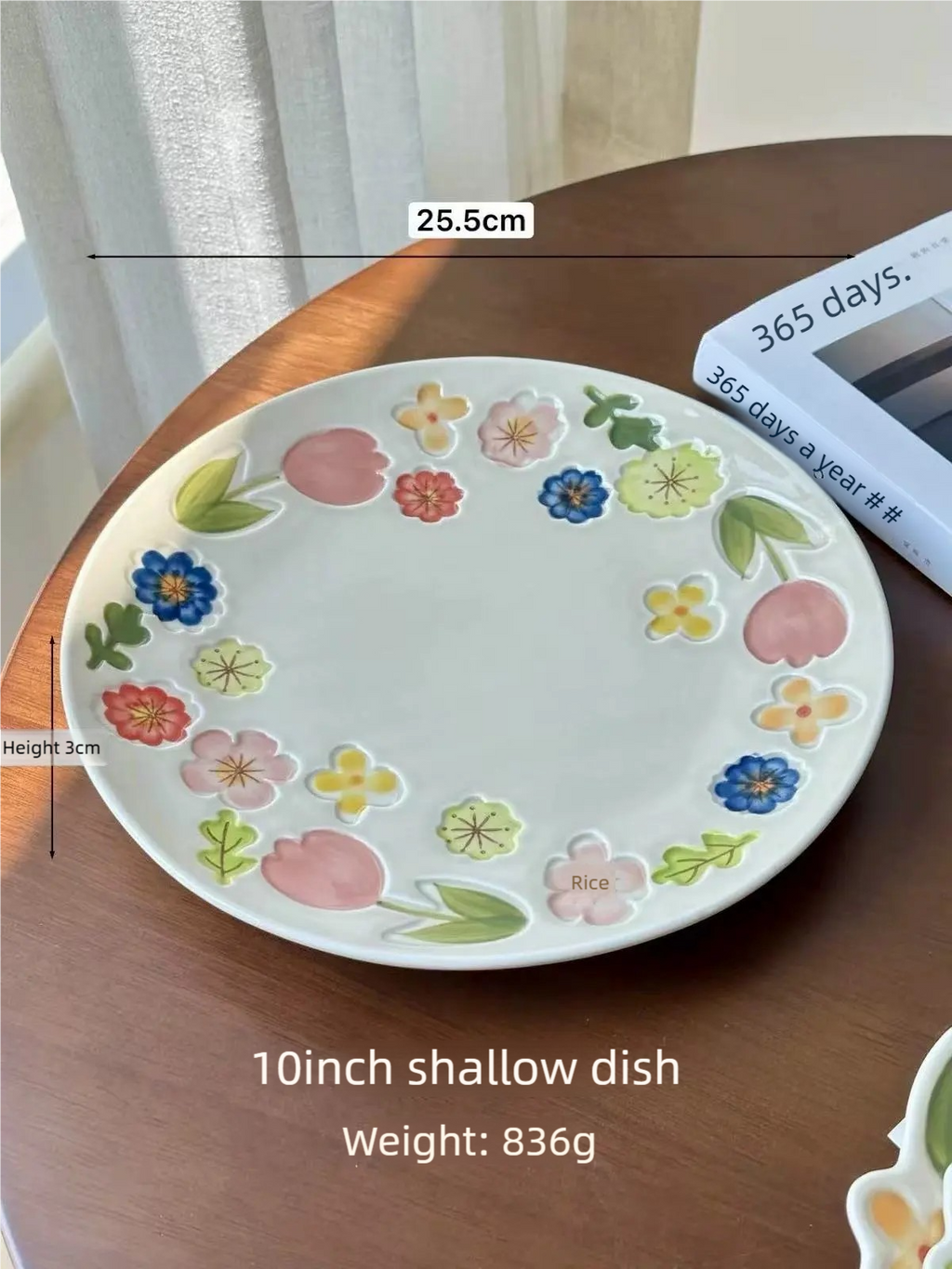 Relief flower dinner plate