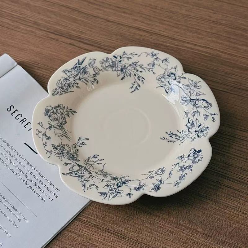 Retro blue patterned plate