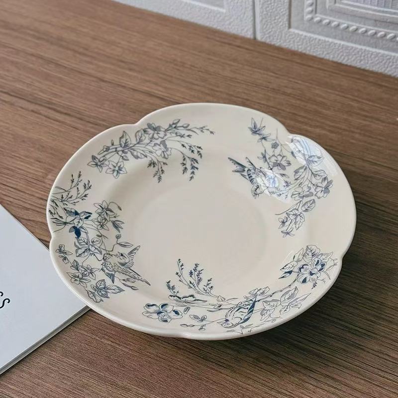 Retro blue patterned plate