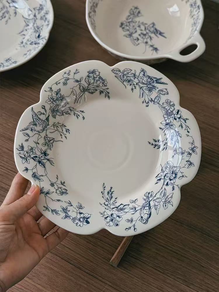 Retro blue patterned plate