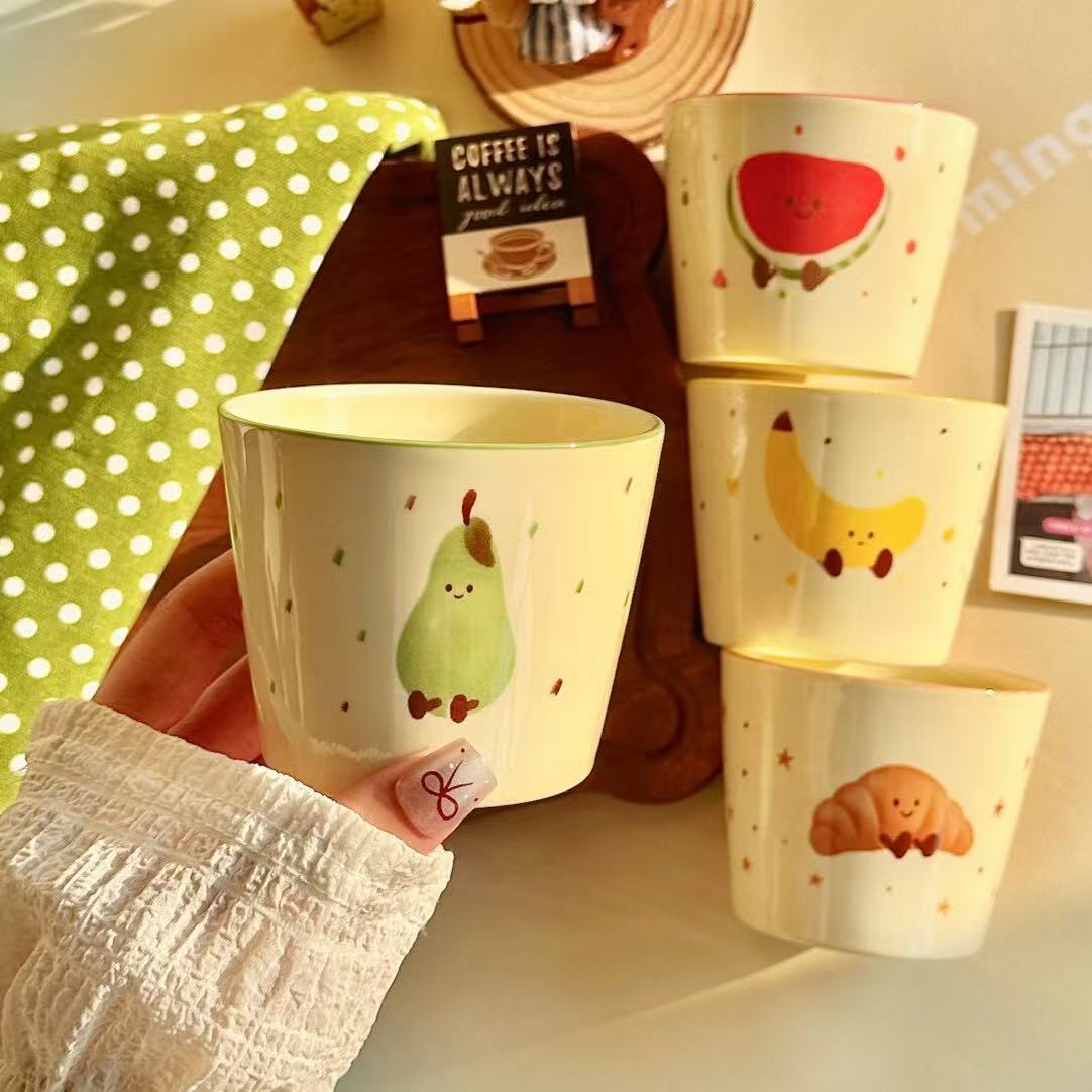 4-pcs ceramic fruit cup set-200ml