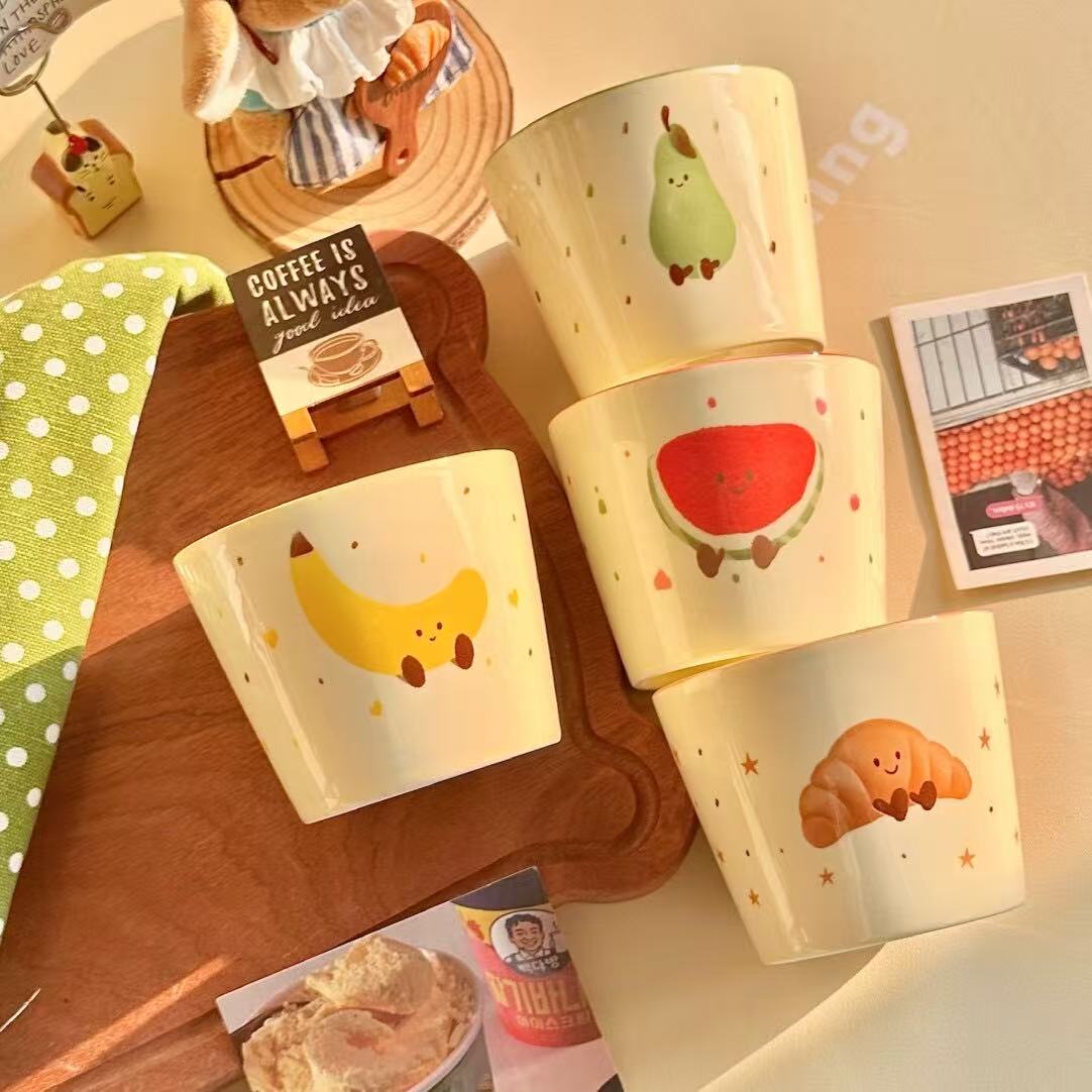 4-pcs ceramic fruit cup set-200ml