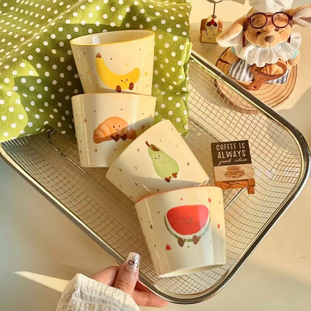 4-pcs ceramic fruit cup set-200ml
