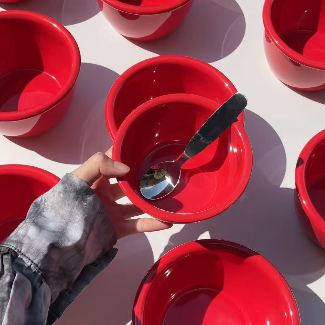 Red deep-mouthed bowl -380/900 ml