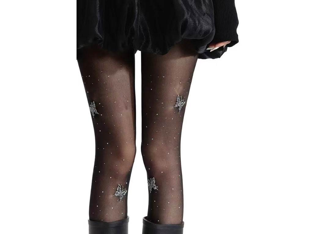 Rhinestone Bow Decorated Stockings