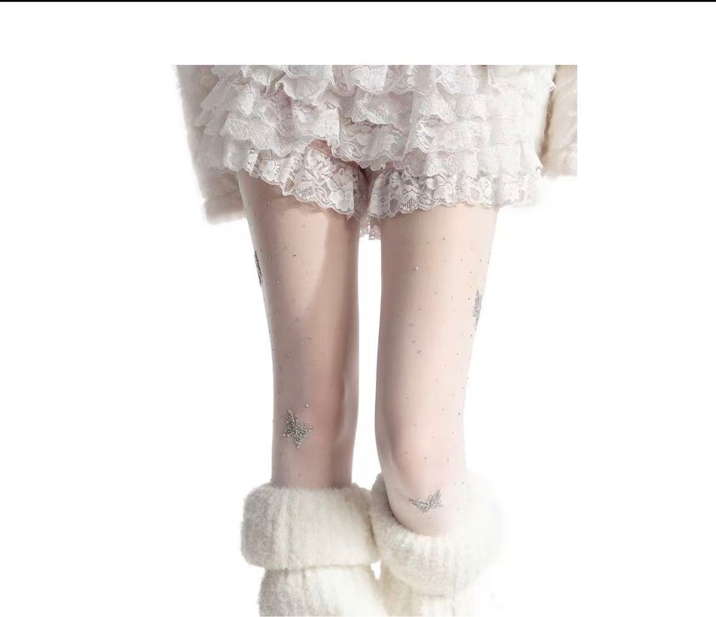 Rhinestone Bow Decorated Stockings